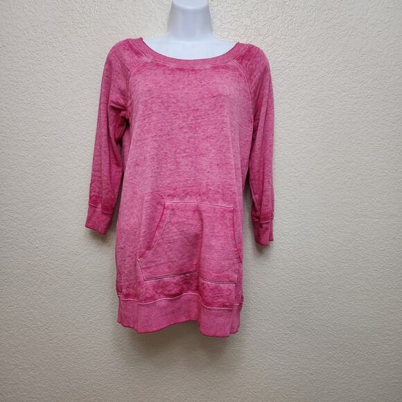 Cato Active Pink Heathered Raglan 3/4 Sleeves Sweatshirt XS Kangaroo Pocket Soft - Picture 1 of 5